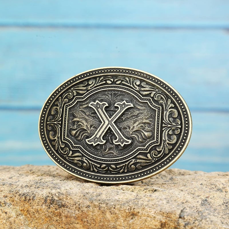 Fibbadet Store Belt Buckles Men Initial Letters A-Z Western Rodeo Cowboy Cowgirl Belt Buckle for Men Boys Halloween Birthday Party - Image 3